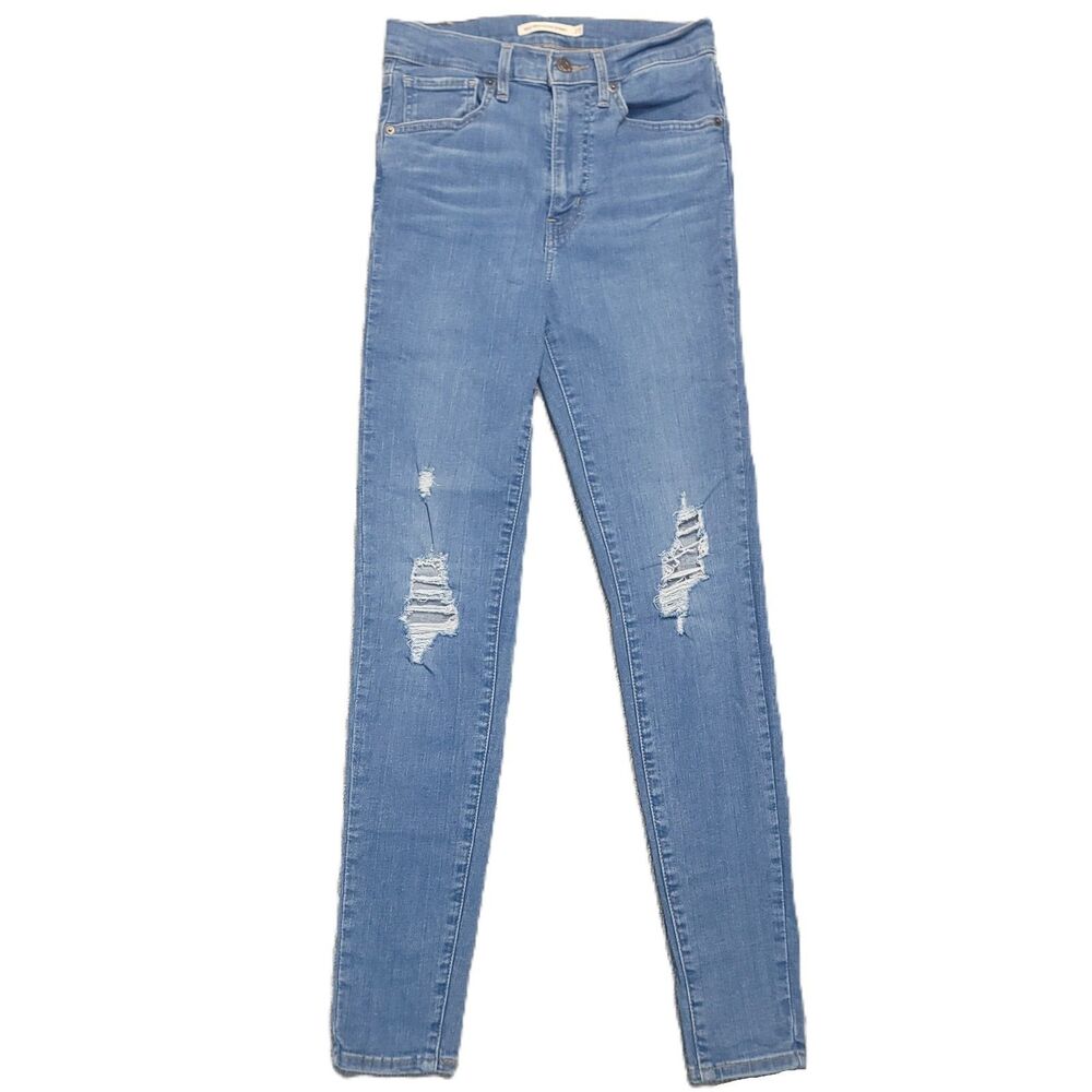 Levis Mile High Super Skinny Jeans Womens Size 27 Stretch Blue Distressed Pants